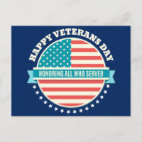 Happy Veterans Day USA flag dark blue background
