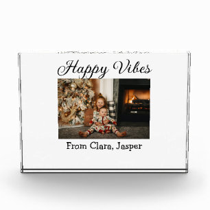 Happy vibes kids family Christmas photo Invitation Block