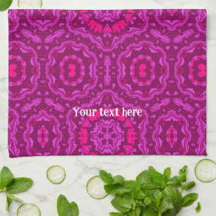 Happy Vibes Liquid Art Mandala Pattern Tea Towel