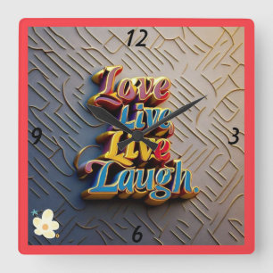 "Happy Vibes Only" Square Wall Clock