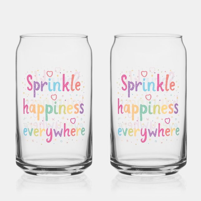 Happy Vibes Sprinkle Happiness Confetti Art Can Glass (Front)