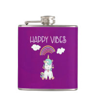 Happy Vibes Typography Awesome Rainbow & Unicorn