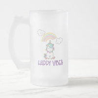 Happy Vibes Typography Cute Smiling Unicorn