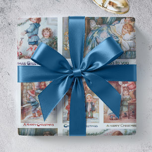 Happy Vintage Christmas Children Greeting Cards Wrapping Paper
