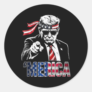 Happy Vintage Trump 4th Of July Patriotic Merica A Classic Round Sticker
