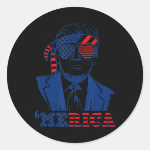 Happy Vintage Trump 4th Of July Patriotic merica A Classic Round Sticker