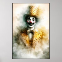 Happy Vintage Watercolor Clown With a Joyful Grin