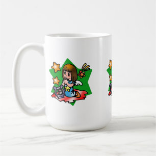 Happy Virgo Angel with Harp Coffee Mug
