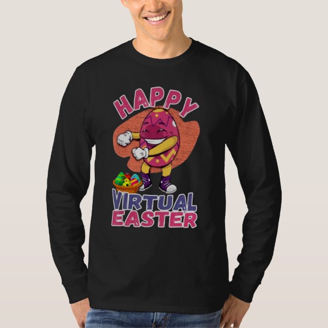 Happy Virtual Easter Floss Easter Eggs Boy Kid Tod T-Shirt (Front)