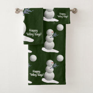 Happy Volleydays Volleyball Lovers Christmas Bath Towel Set
