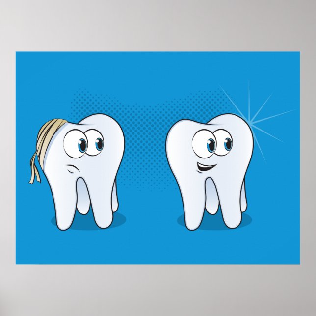 Happy vs Sad Tooth Dental Care Poster (Front)