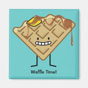Happy Waffle with syrup and butter breakfast Magnet