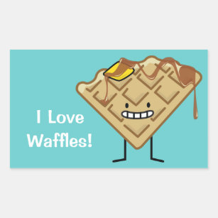 Happy Waffle with syrup and butter breakfast Rectangular Sticker