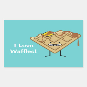 Happy Waffle with syrup and butter breakfast Rectangular Sticker