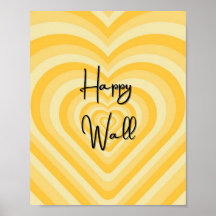 HAPPY WALL yellow wall art poster