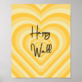 HAPPY WALL yellow wall art poster