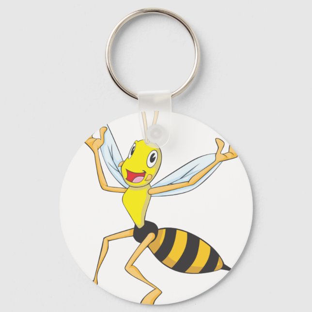 Happy Wasp Insect Key Ring (Front)