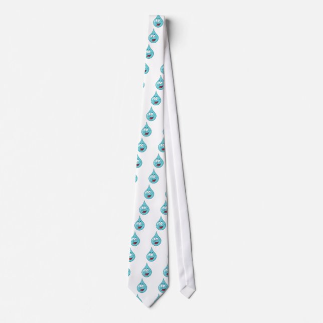 Happy Water Drop Cartoon Character Tie (Front)