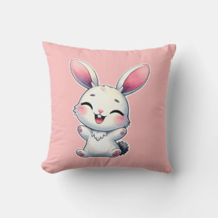 Happy Watercolor Bunny Cushion