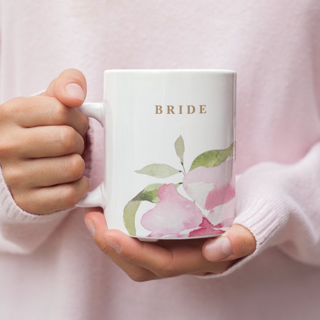Happy Watercolor Florals Wedding Bride Coffee Mug (Creator Uploaded)