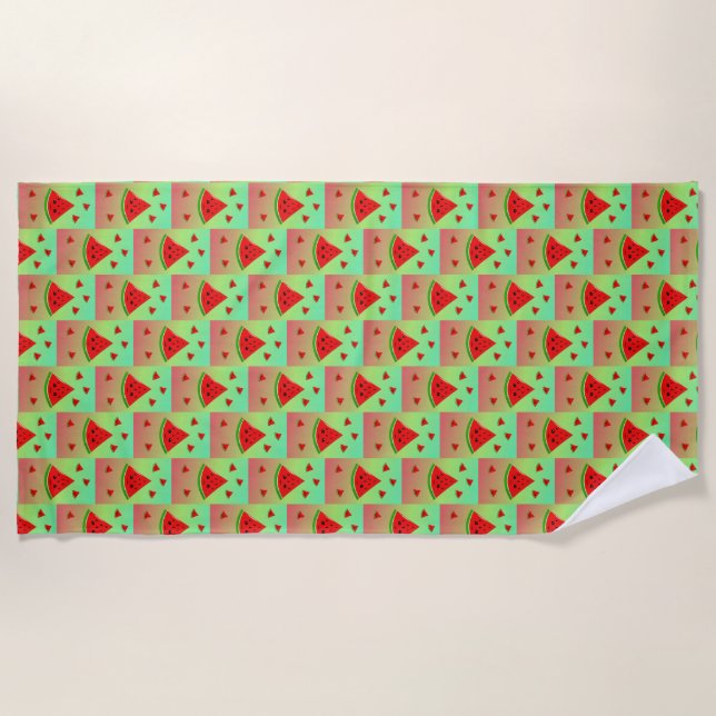 happy watermelon and babies beach towel (Front)