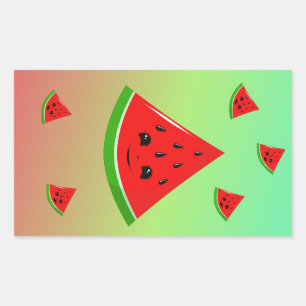 happy watermelon and babies rectangular sticker
