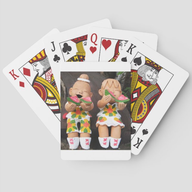 Happy Watermelon Friends Playing Cards (Back)