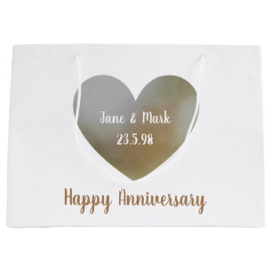 Happy Wedding Anniversary bag, heart shaped pearl Large Gift Bag