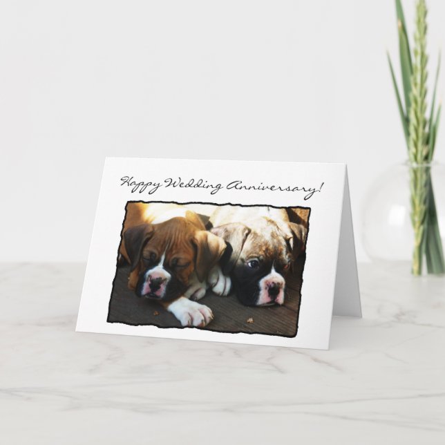 Happy Wedding Anniversary Boxer greeting card (Front)