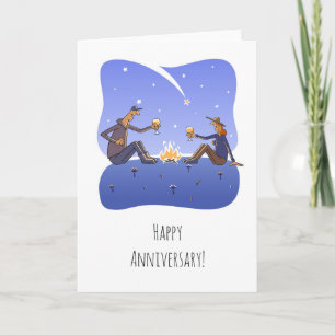 Happy Wedding Anniversary Campfire Couple Card