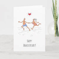 Happy Wedding Anniversary Couple Beach Heart Card