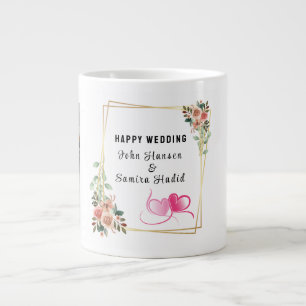 "Happy Wedding" Anniversary Engagement Couple  Large Coffee Mug