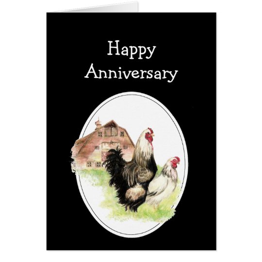Happy Wedding Anniversary Farm, Country Chicken Card
