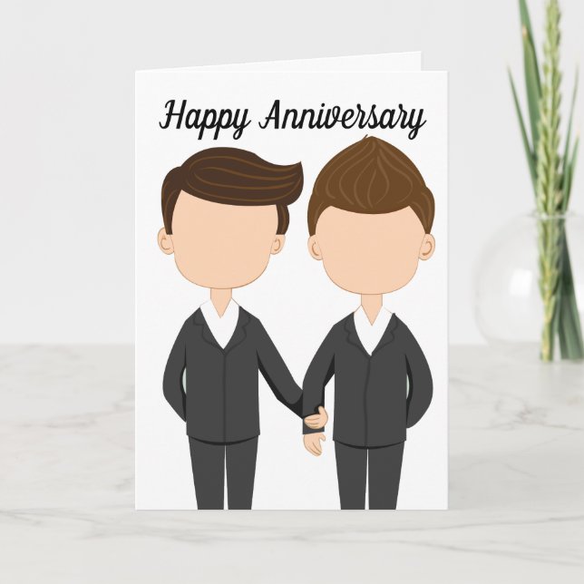 Happy Wedding Anniversary Gay Men Couple Card (Front)