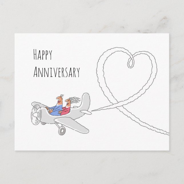 Happy Wedding Anniversary Heart Married Couple Postcard (Front)