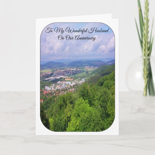 Happy Wedding Anniversary Husband Landscape Holiday Card (Front)