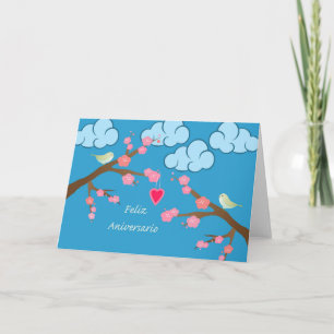Happy Wedding Anniversary in Spanish, Spring Birds Card