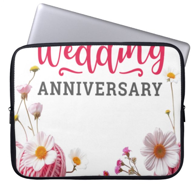 Happy wedding anniversary  laptop sleeve (Front)