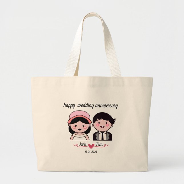 Happy wedding anniversary large tote bag (Front)