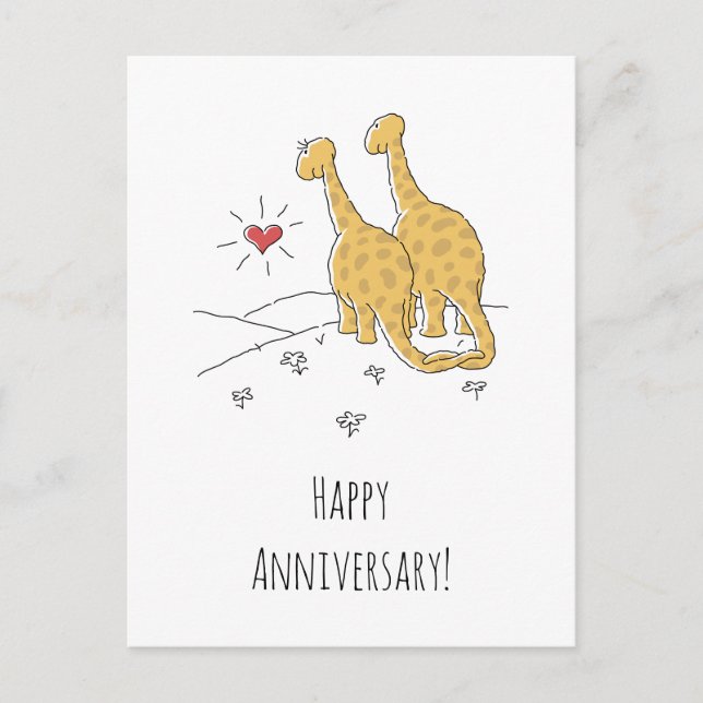 Happy Wedding Anniversary Married Dinosaurs Card (Front)