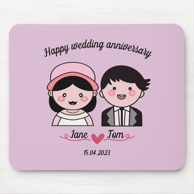 Happy wedding anniversary mouse mat (Front)