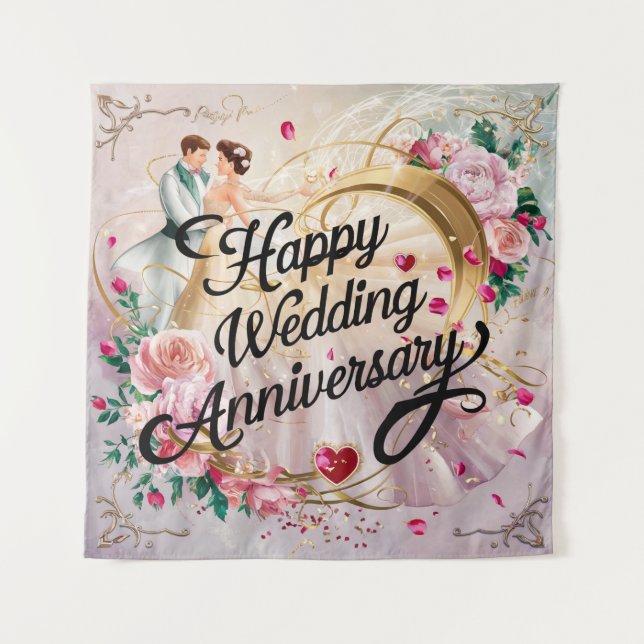 Happy Wedding Anniversary Mural #7 Tapestry (Front)