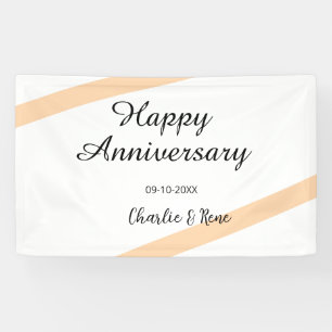 Happy wedding anniversary orange pastel lines name banner