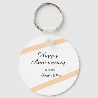 Happy wedding anniversary orange pastel lines name key ring