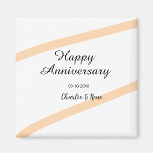 Happy wedding anniversary orange pastel lines name magnet
