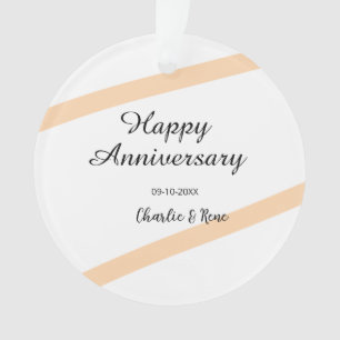 Happy wedding anniversary orange pastel lines name ornament