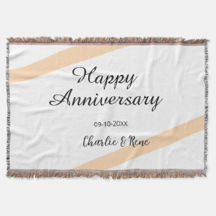 Happy wedding anniversary orange pastel lines name throw blanket