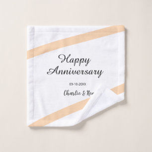 Happy wedding anniversary orange pastel lines name wash cloth