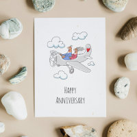 Happy Wedding Anniversary Red Heart Couple Card
