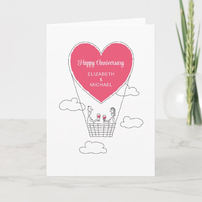 Happy Wedding Anniversary Red Heart Married Couple Card (Front)